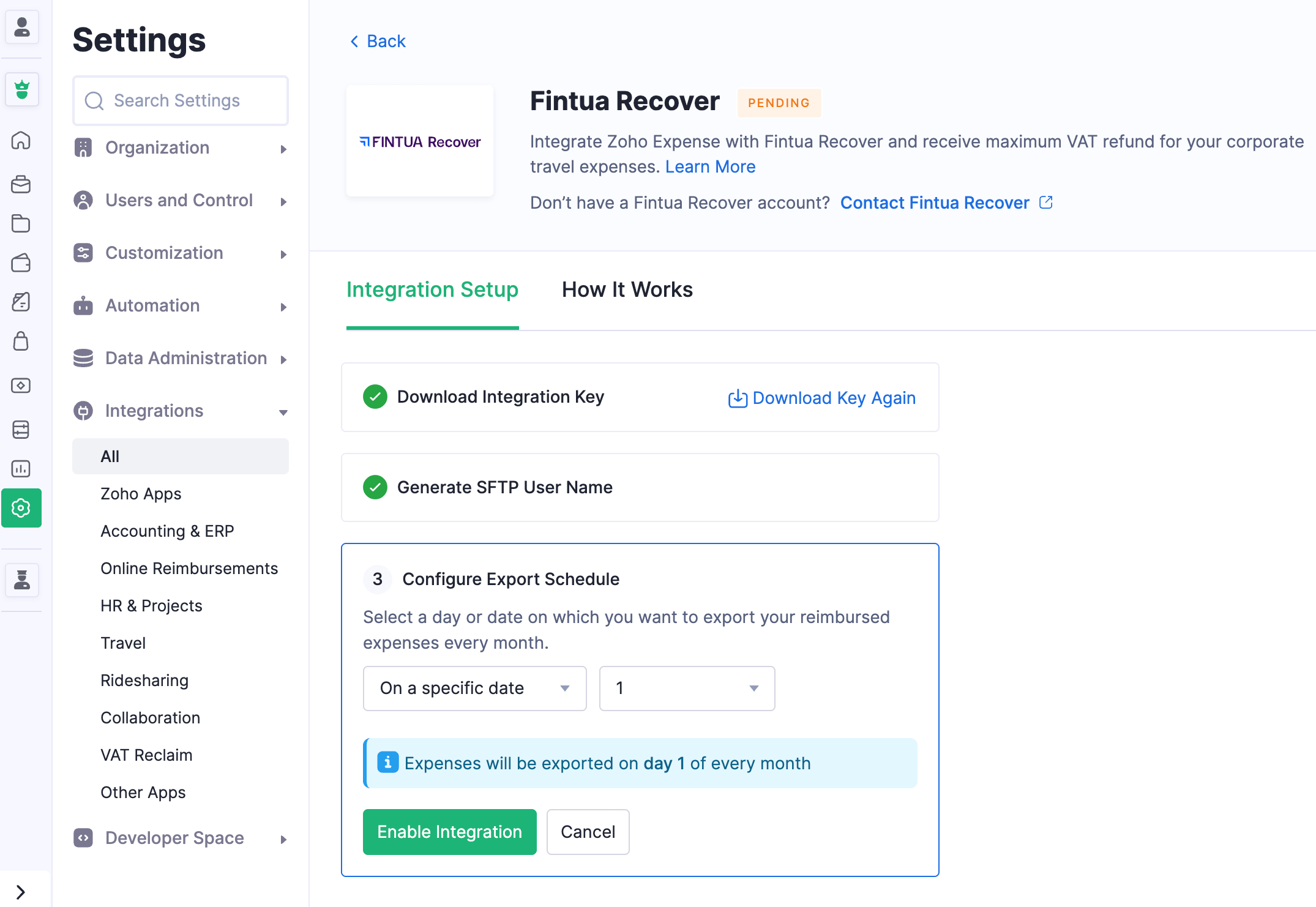 Enable the Integration