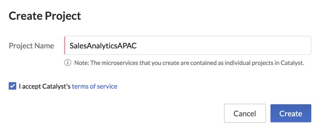 Catalyst Console- Create a Project