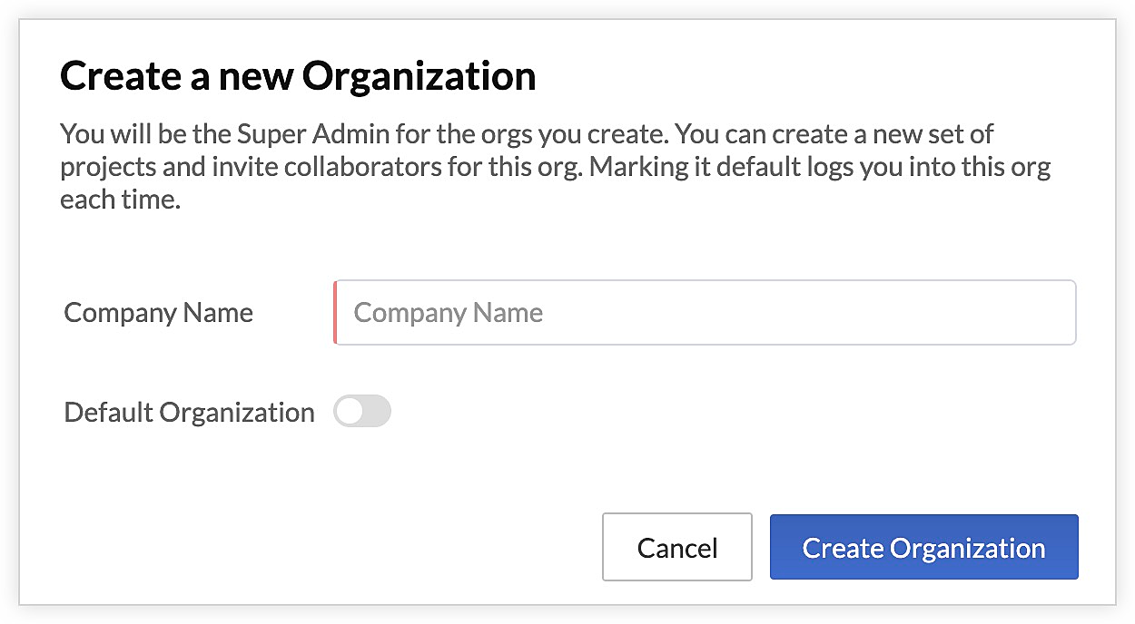 Create New Organization