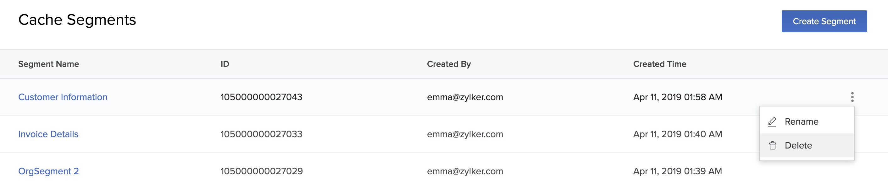 Cache- Delete a Segment
