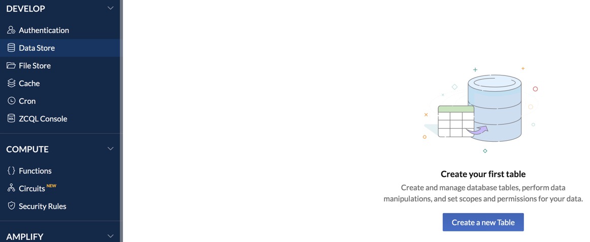 Data Store- Create a Table