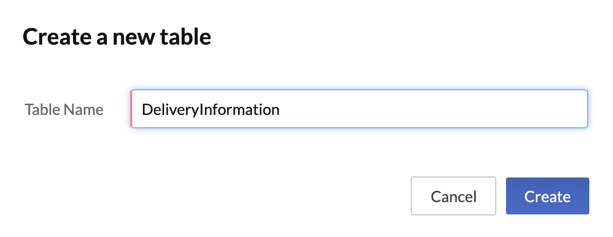 Data Store- Create a Table