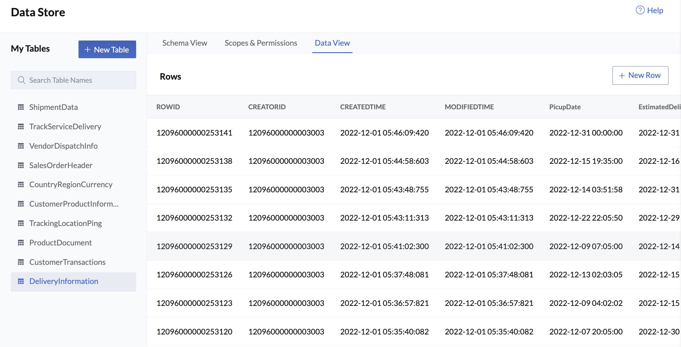 Data Store- Record Created