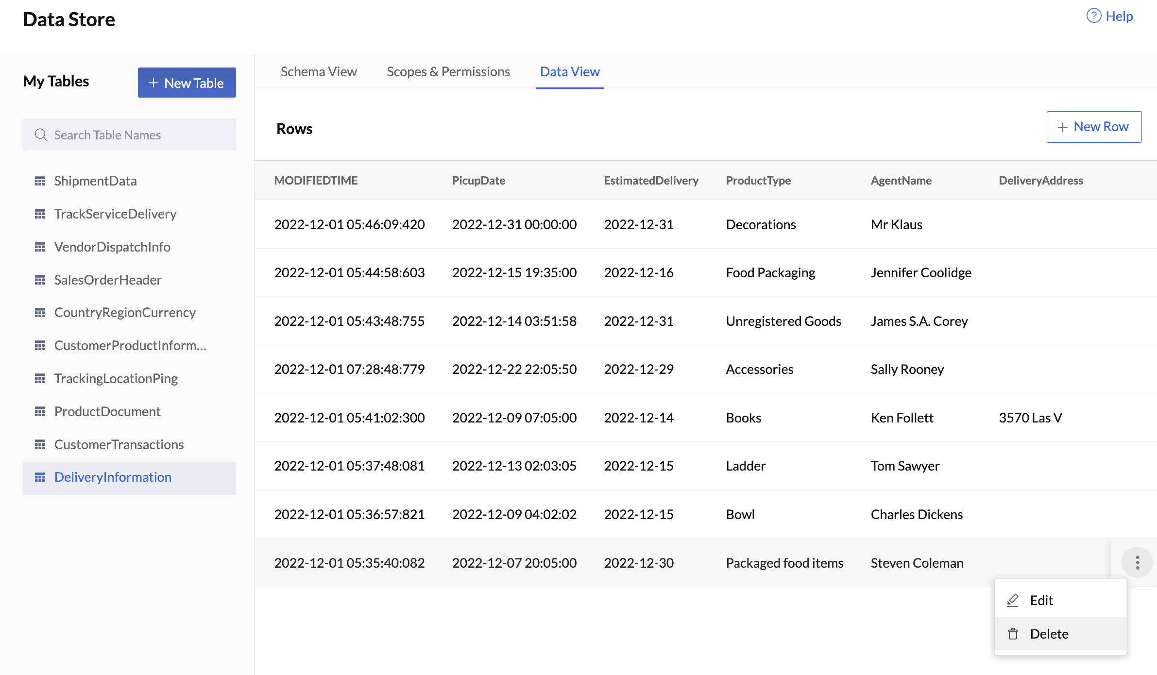 Data Store- Delete a Record