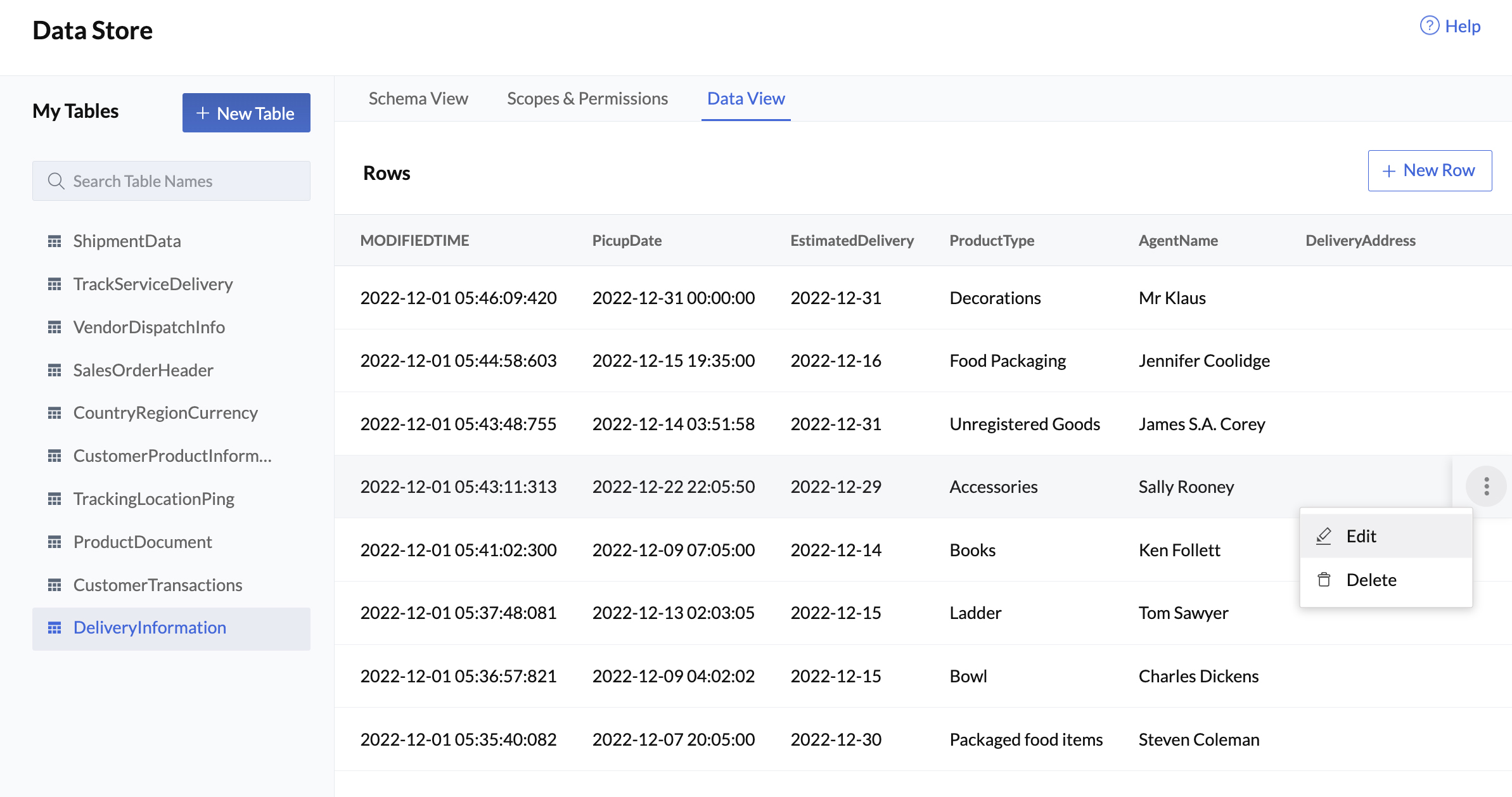 Data Store- Edit a Record