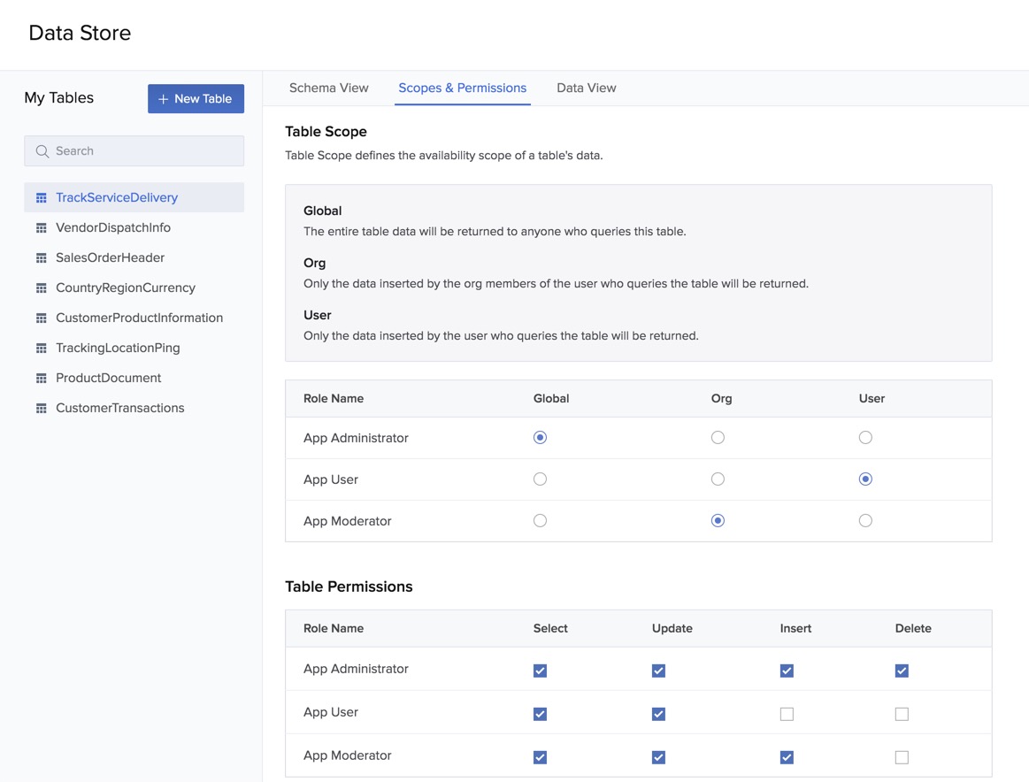 Catalyst Data Store- Scopes and Permissions