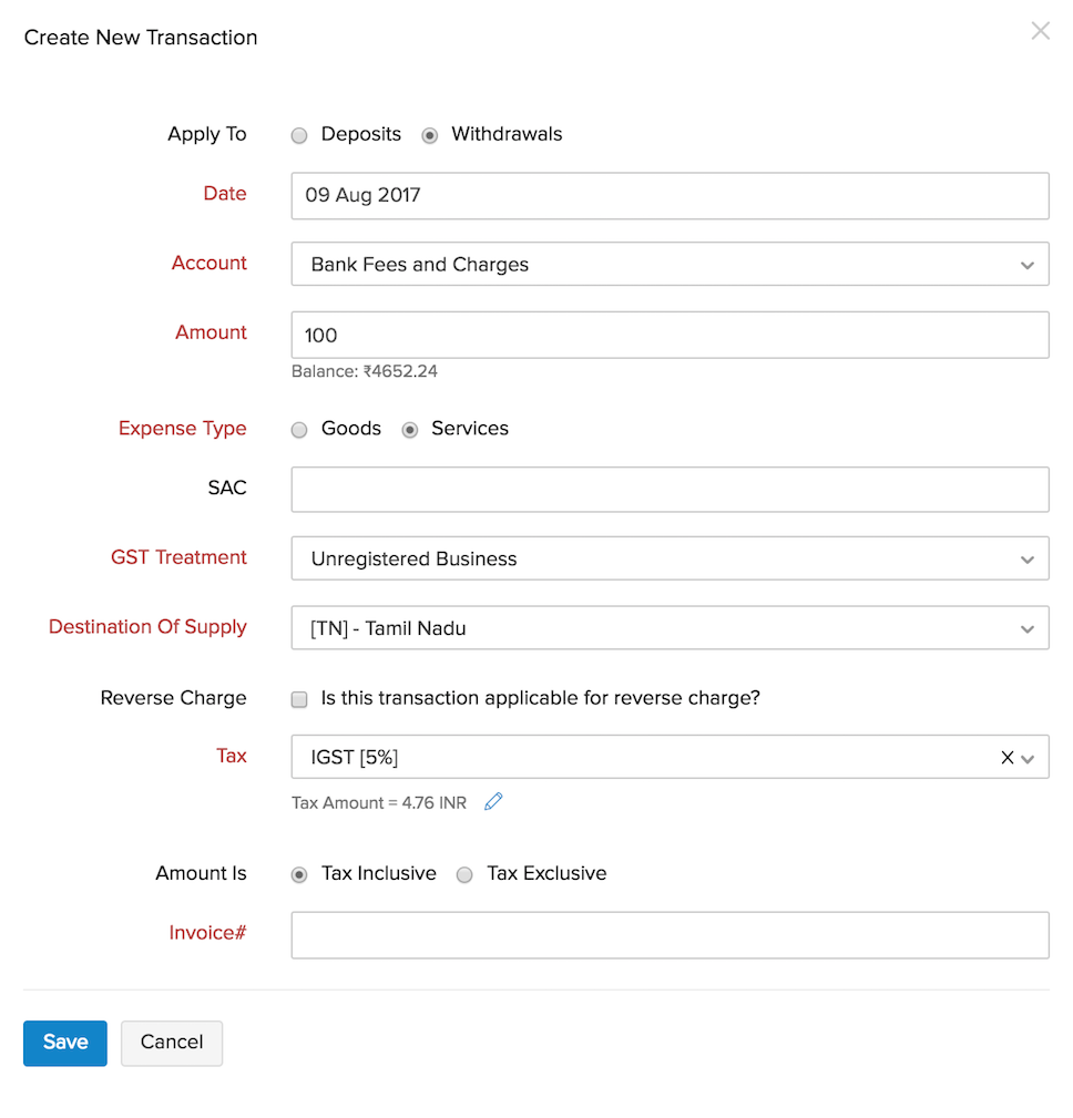 Add Adjustment - particulars
