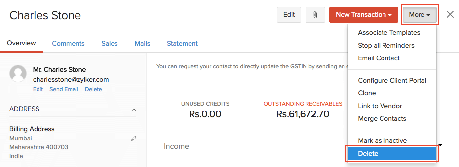 Delete customers/vendors