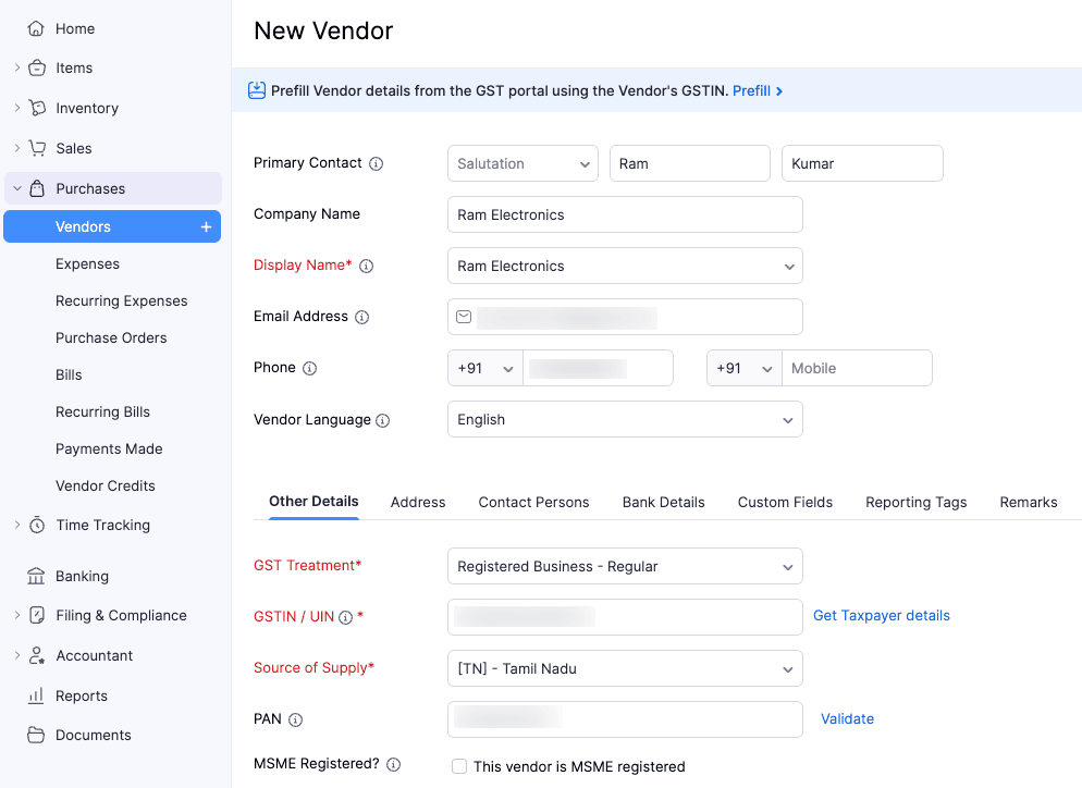 New Vendor