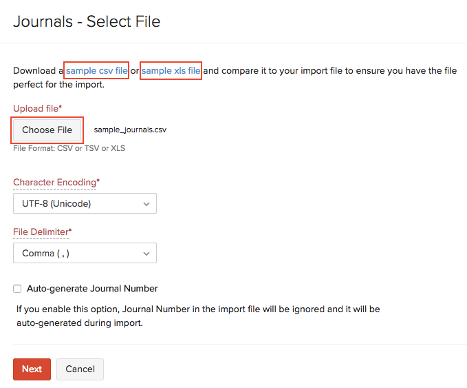 Choose File - Manual Journals