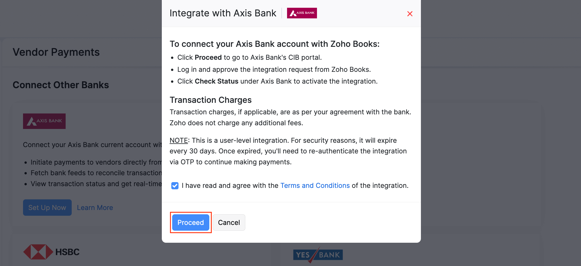 Proceed to Connect Button