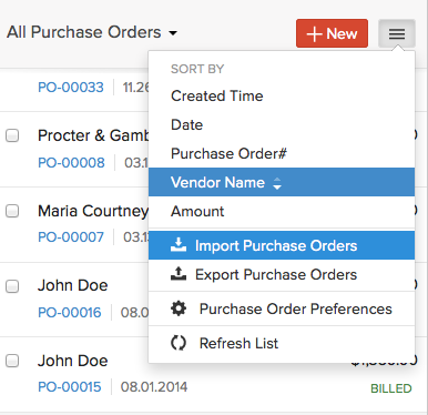 Import purchase orders