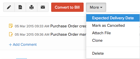 More Actions in purchase order