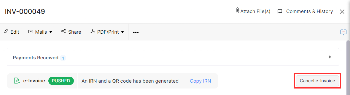 Cancel e-Invoice