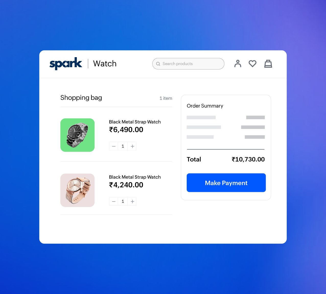 Add items cart checkout