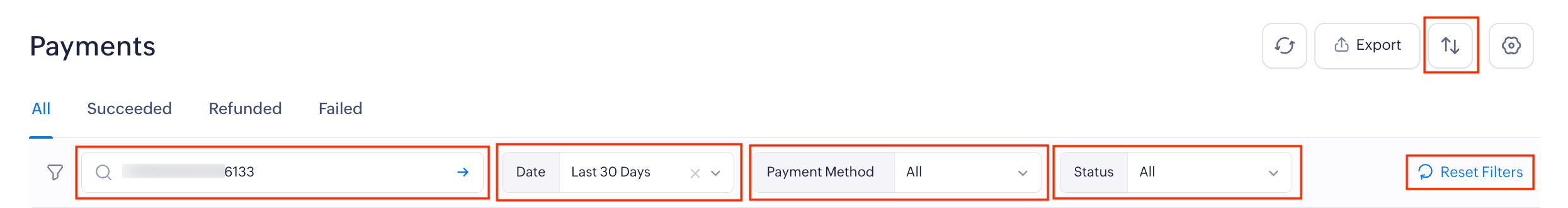 Filter Payments