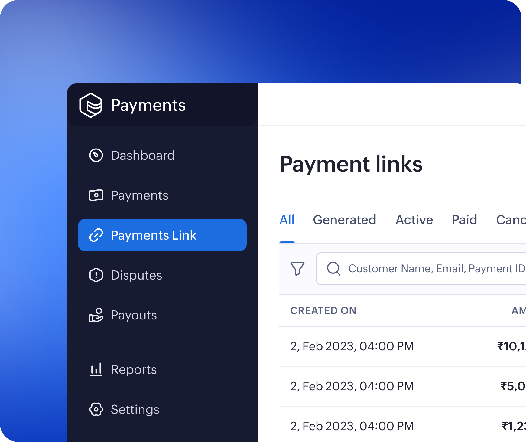 Payment Links steps