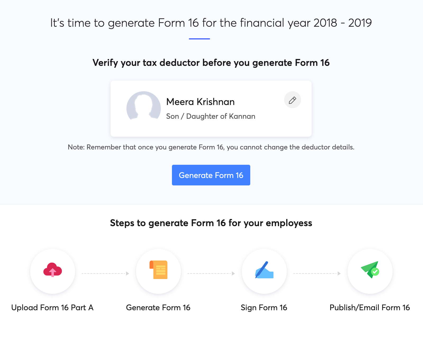 Generate Form 16