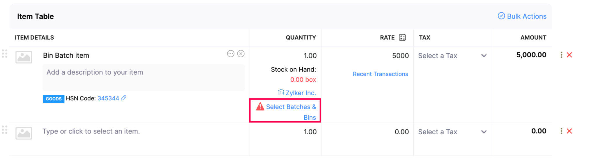 Invoices Bin Locations