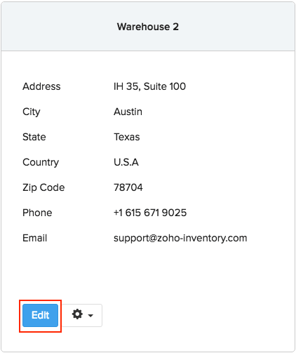 Edit warehouse