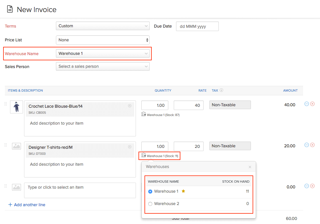 New Invoice Multiline
