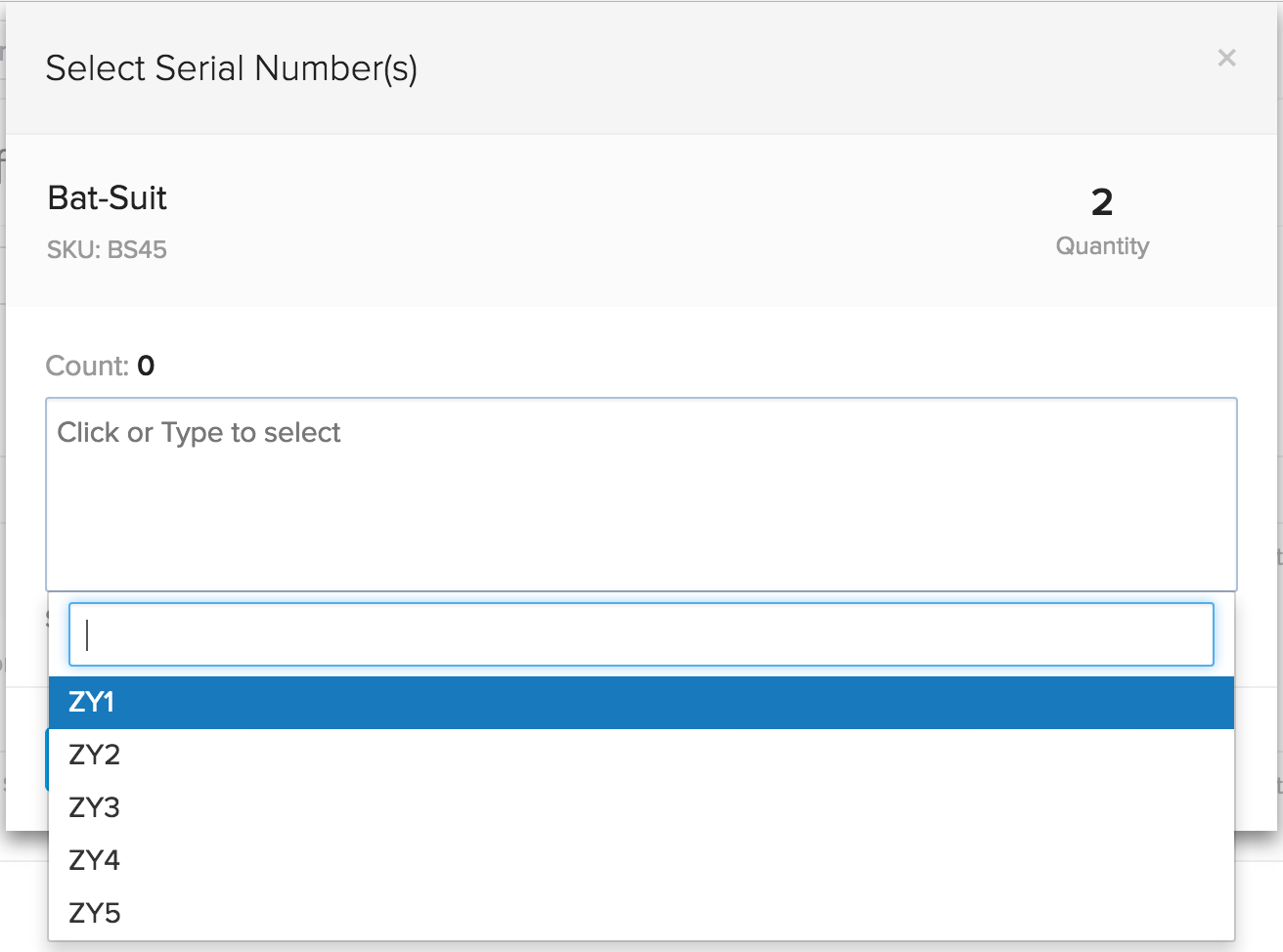 Transferring items with serial numbers 2