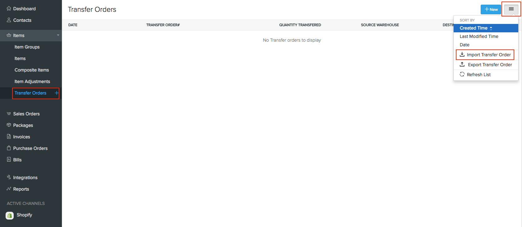 Import Transfer Order 1