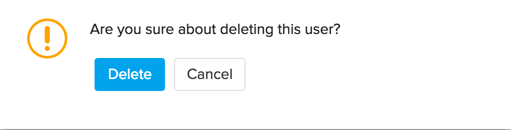 Delete user pop up