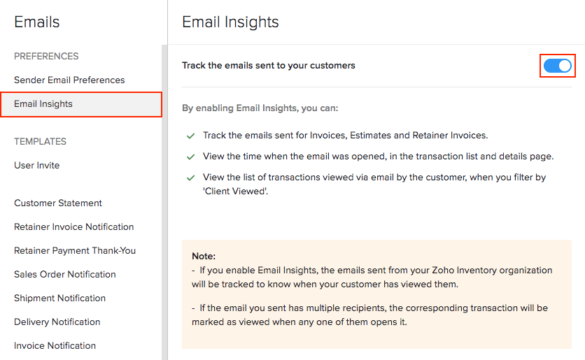 enable email insights