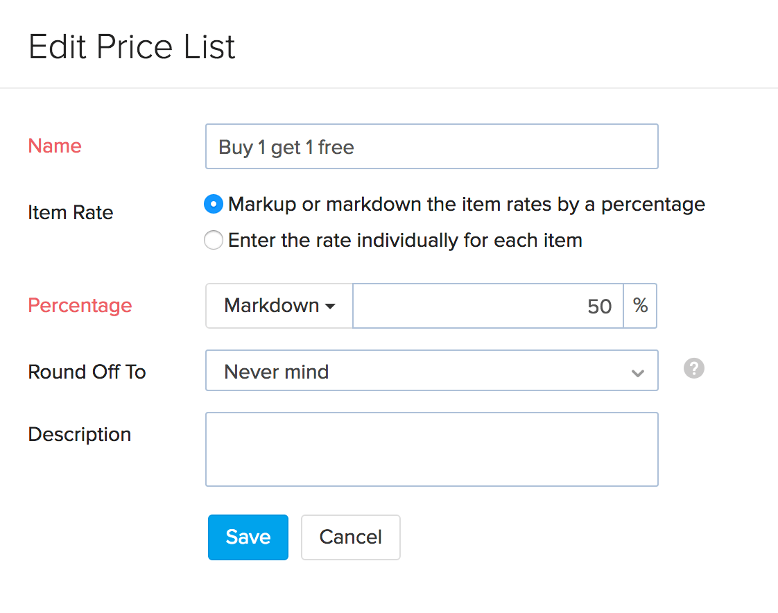 Image of edit price lists page