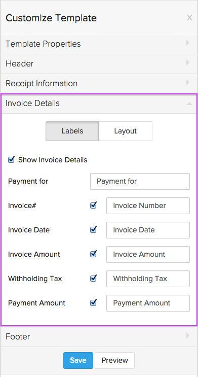 Payment Receipts Invoice