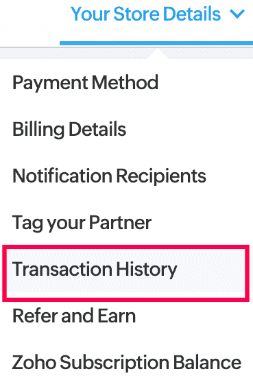 Zoho Inventory storepage