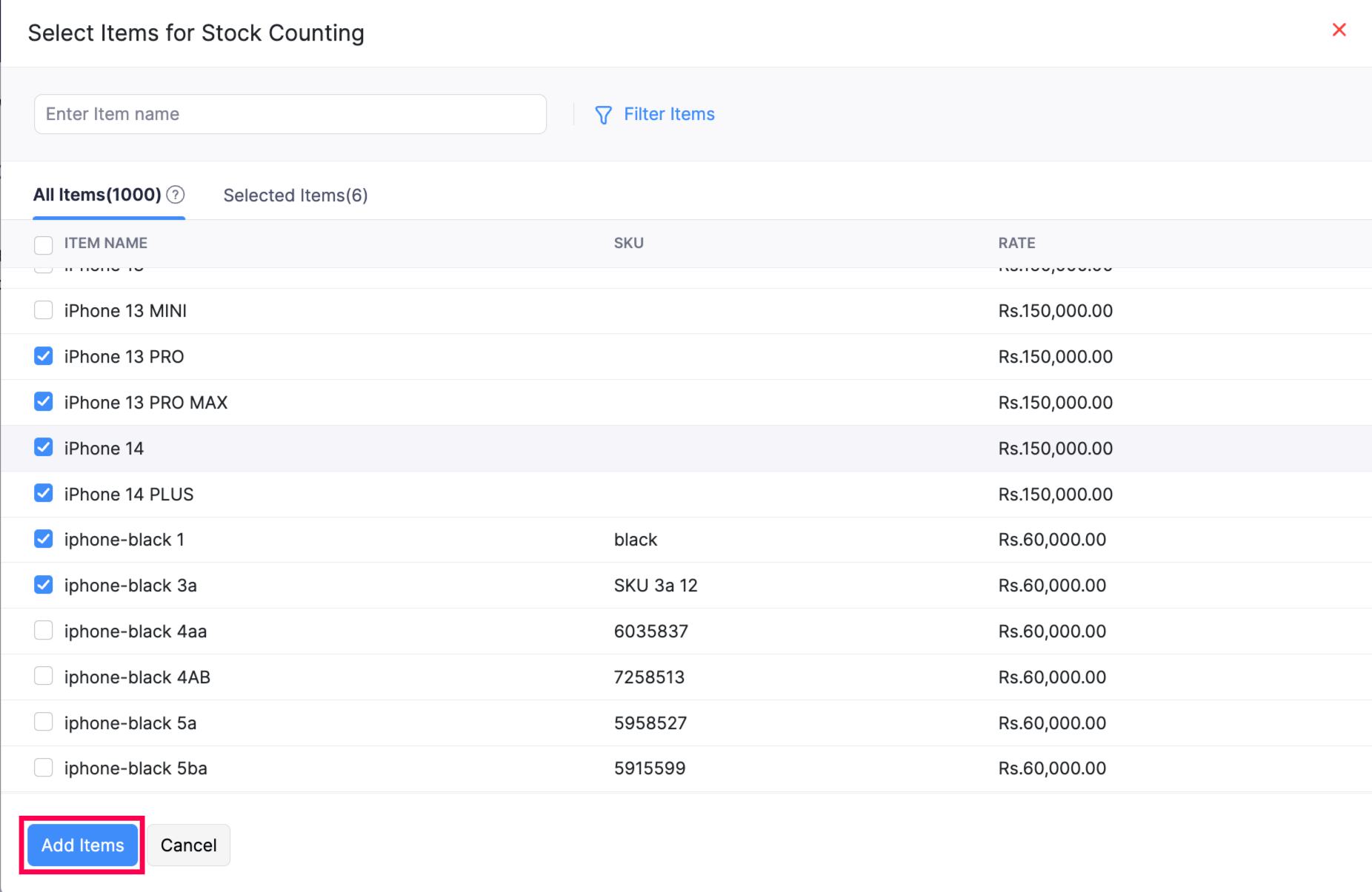 Create New Stock Count