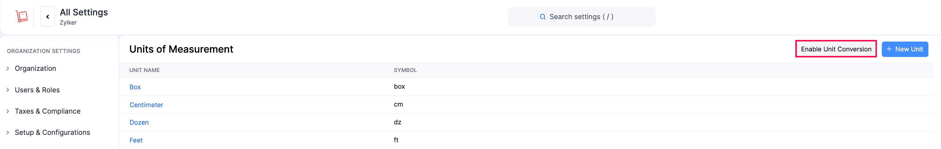 Enable Unit Conversion