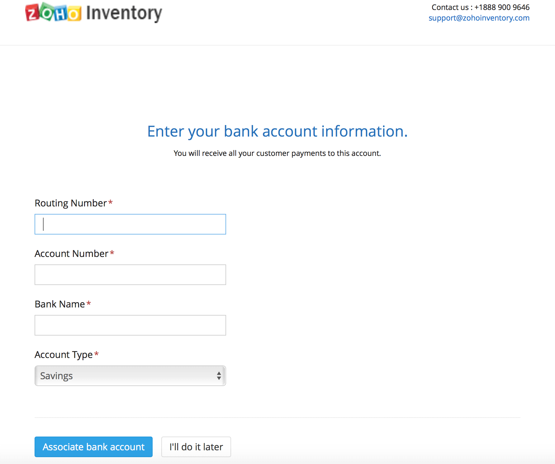 Bank account details