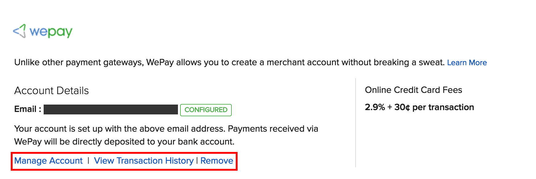 Manage account