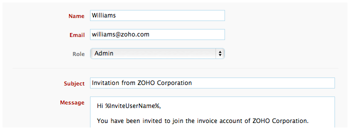 invoice invite user