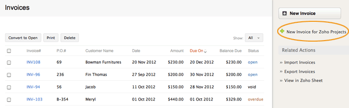 new invoice project