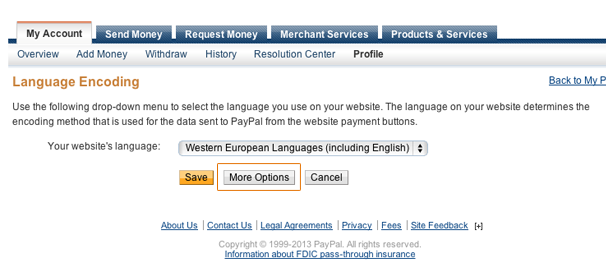 PayPal More Options