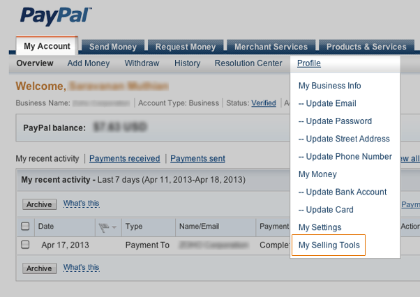 PayPal Settings Tool