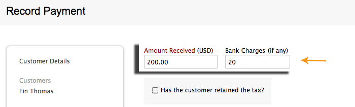 record bank charges