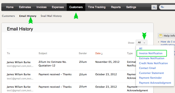 zoho invoice notification