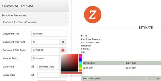 Customize estimate easily