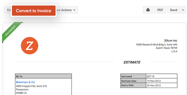 Invoice and estimate