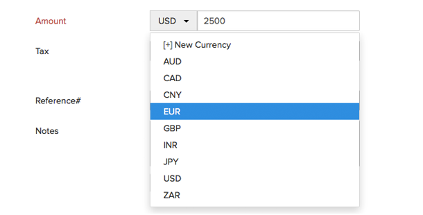 Expense select currency