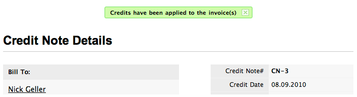 Credit note successfully saved Credit note successfully saved