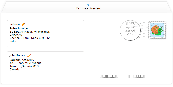 Send estimate snail mail Send estimate snail mail
