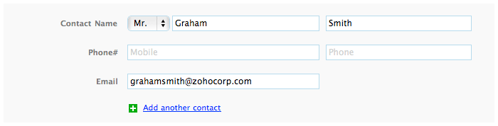 Create customer contact fields