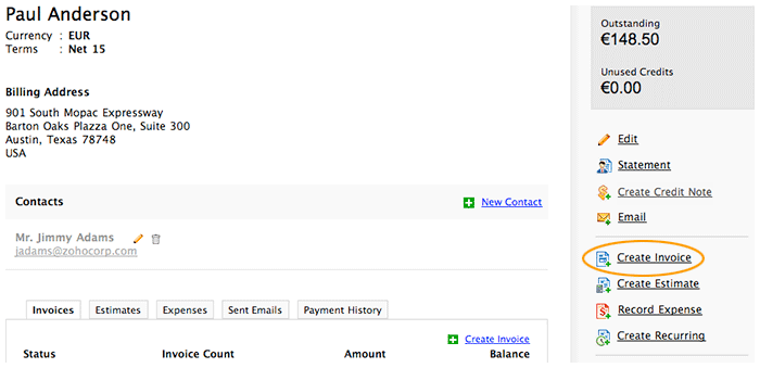 Select Create estimate via customer details Select Create estimate via customer details