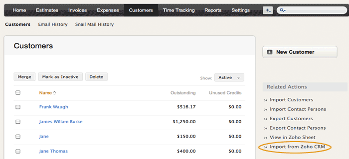 Import from Zoho CRM